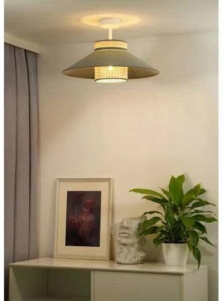 Duolla - Felületre szerelhető csillár RIO RATTAN 1xE27/15W/230V átm. 45 cm zöld/rattan