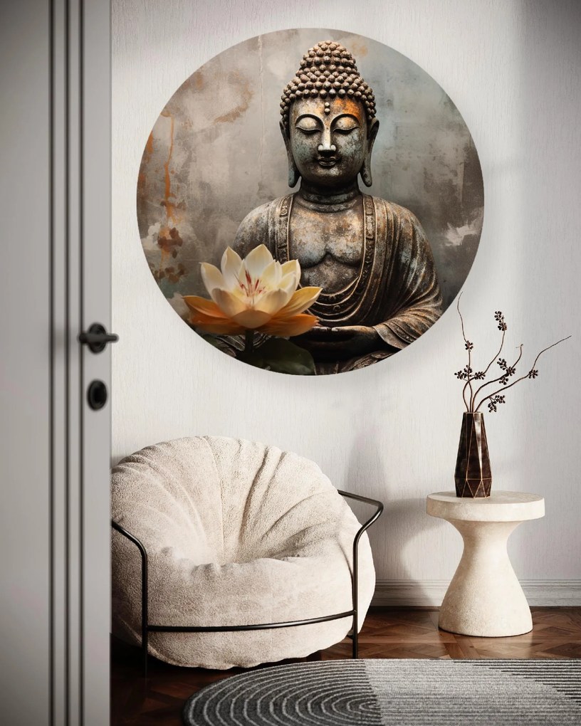 Gario Kerek vászonkép Meditáló Buddha szobra Méret: 40 x 40 cm