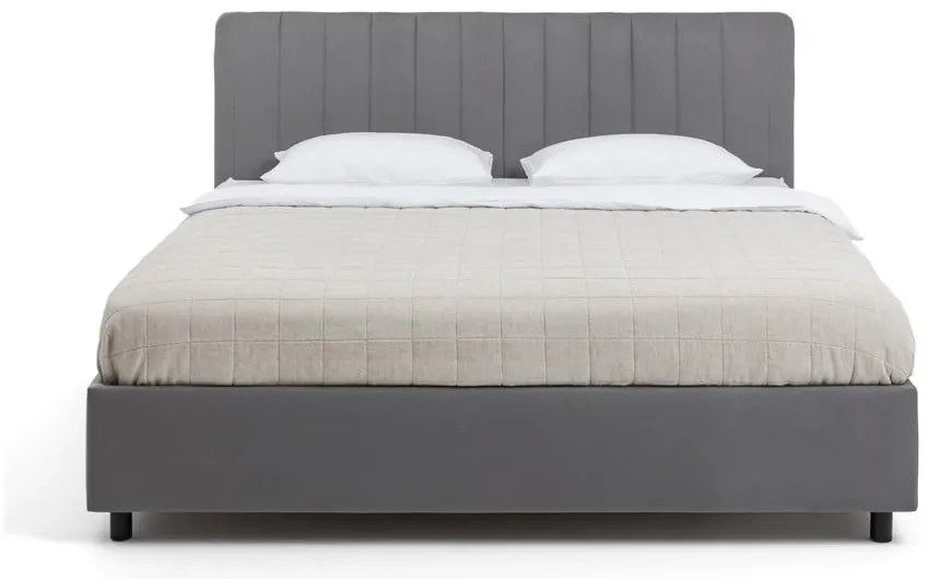 Szürke kárpitozott ágyneműtartós franciaágy matraccal, ágyráccsal 160x200 cm Myra Slim Line – Bonami Selection