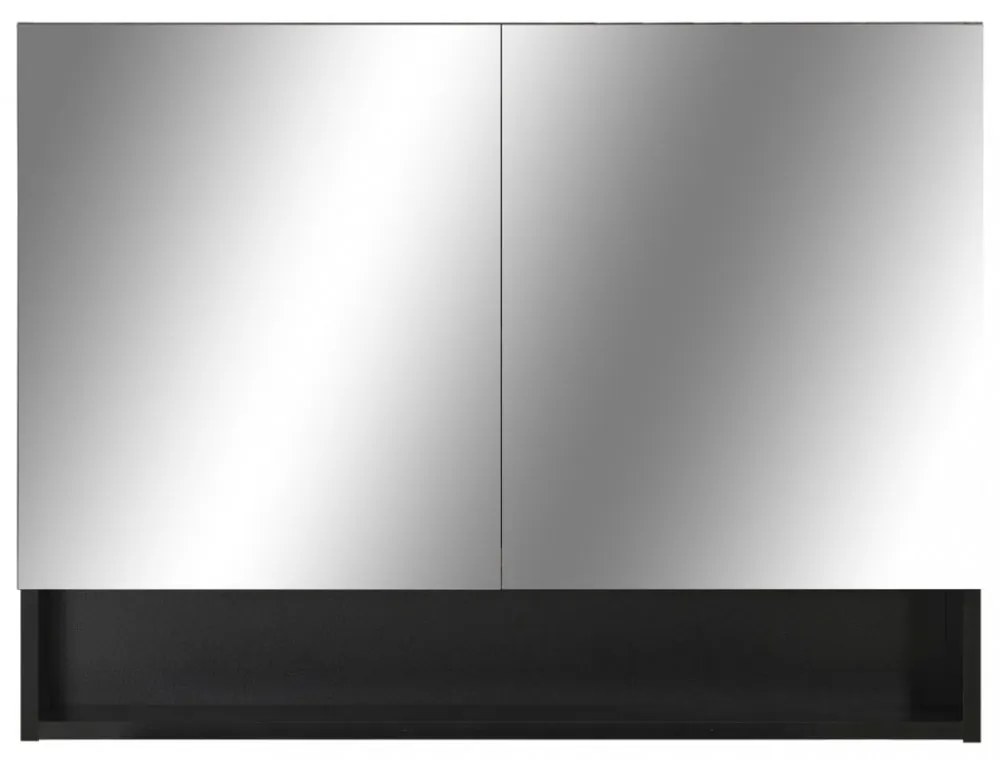 fekete MDF tükrös fürdőszobaszekrény 80 x 15 x 60 cm