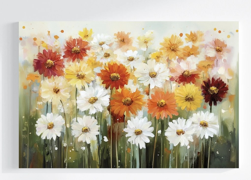 Vászonkép Canvas Akvarell Természet Kert Tavasz Színes Virágok 120x80