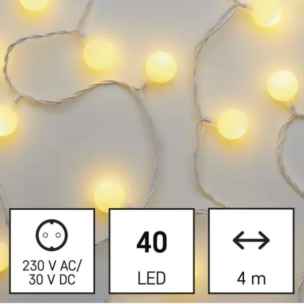LED kültéri fényfüzér 40xLED/9m IP44 meleg fehér