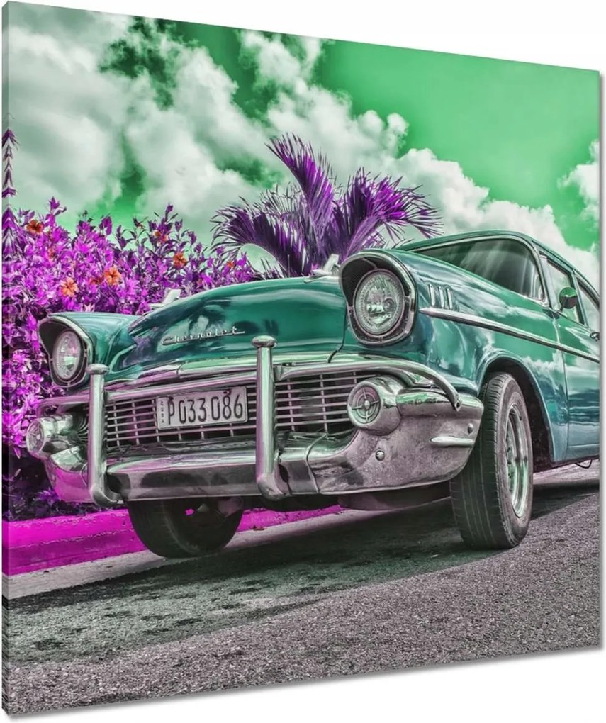 Vászonkép 90x90 Klasszikus autó türkizben