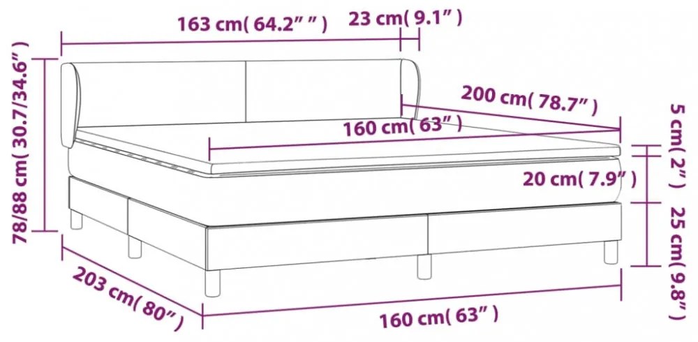 fekete szövet rugós ágy matraccal 160x200 cm