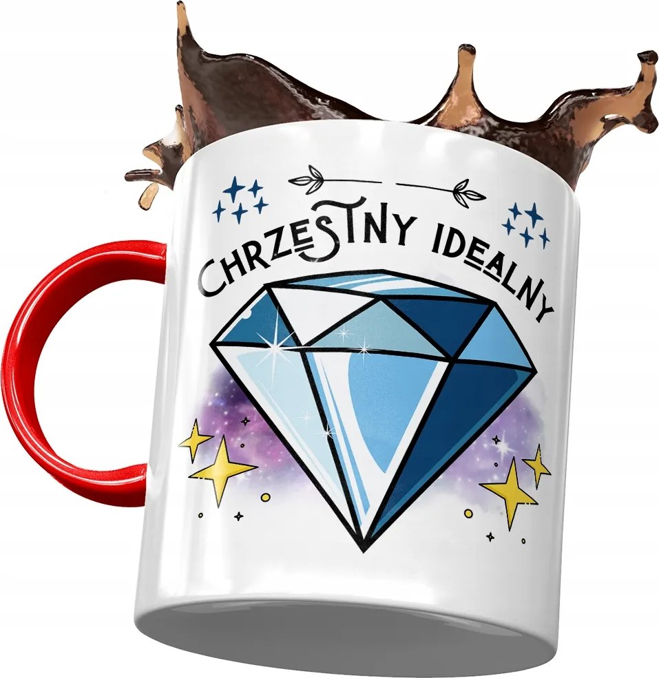 Piros Bögre Keresztelőre Születésnapra Ajándék Nyomtatott Fotóval