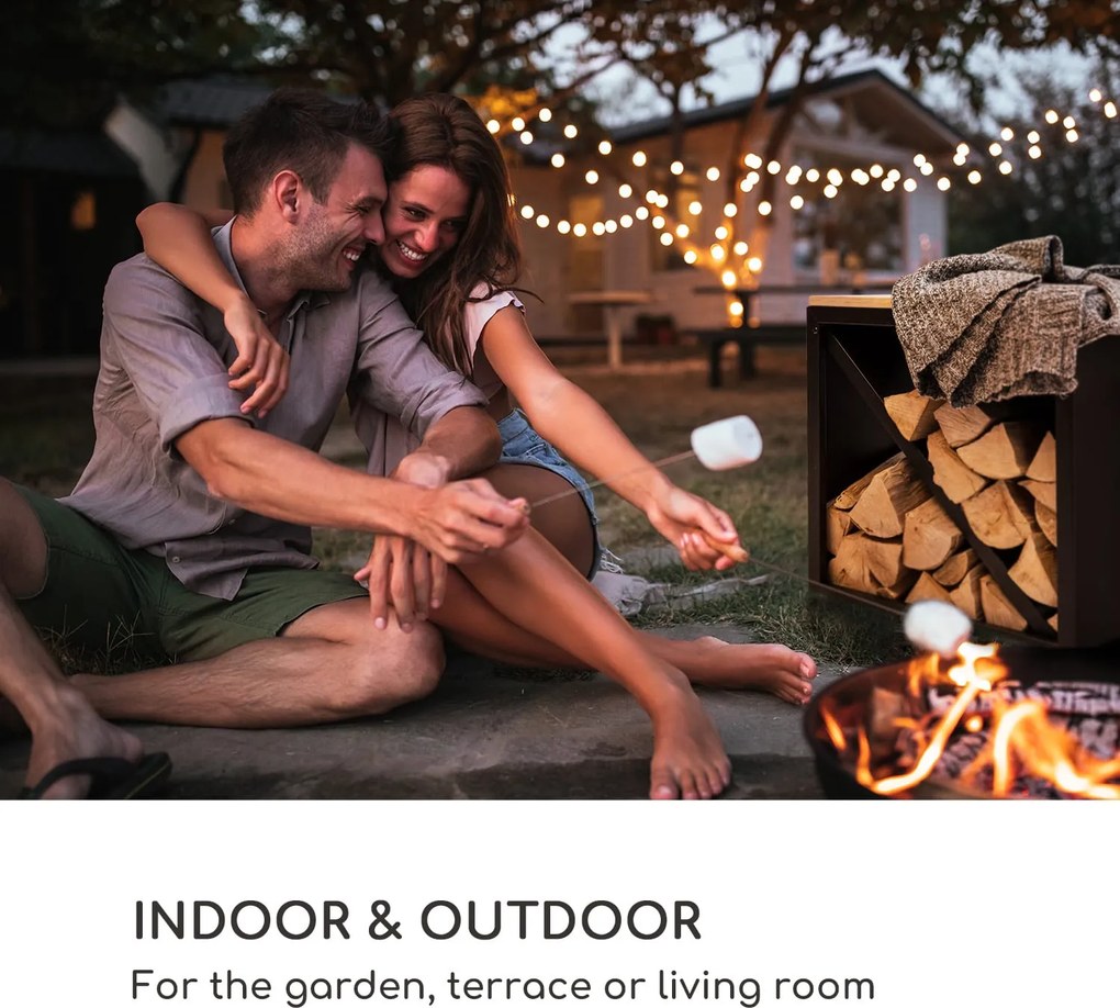 Blumfeldt Kindlewood S Black, fa állvány, pad, 57 × 56 × 36 cm, bambusz, cink