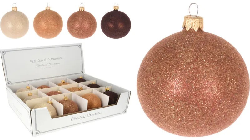 Liris glitteres üveg karácsonyi gömb 8cm