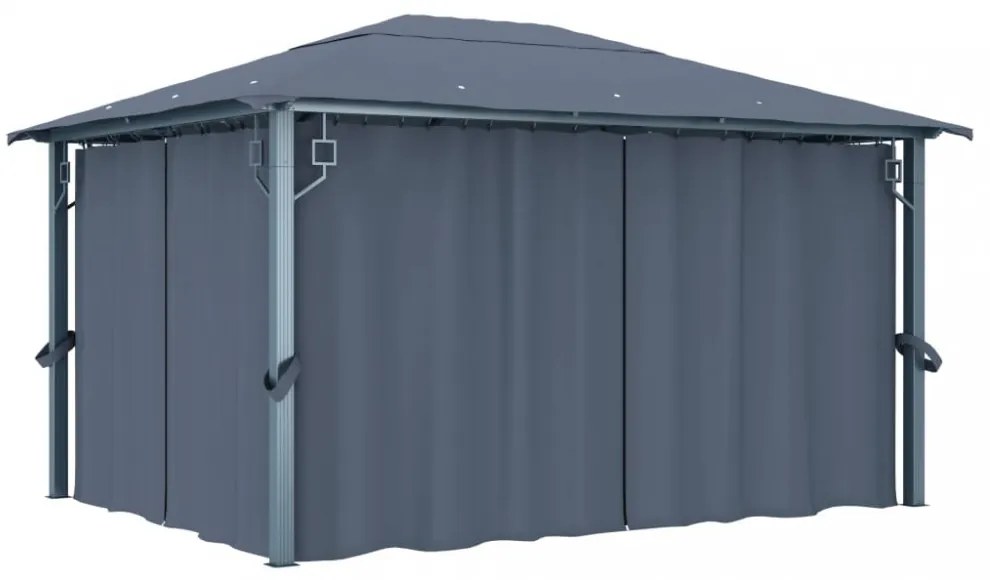 antracitszürke alumíniumpavilon függönnyel 400 x 300 cm