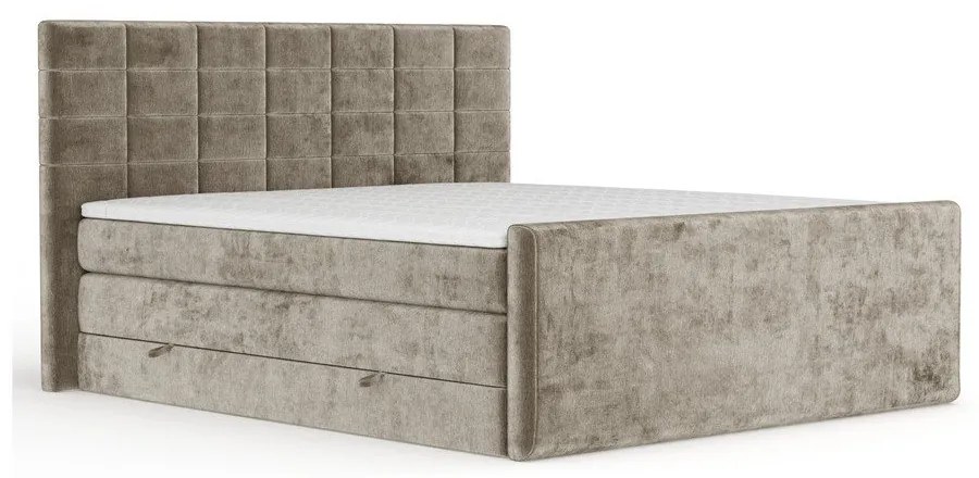Világosbarna ágyneműtartós boxspring ágy 200x200 cm Ava – Maison de Rêve