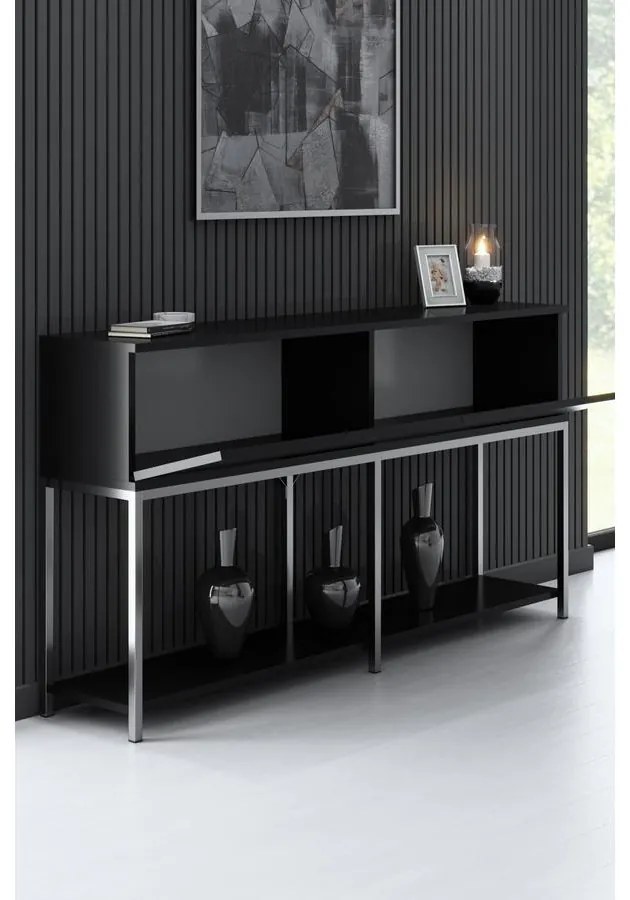 Konzolasztal Lord - Black, Silver