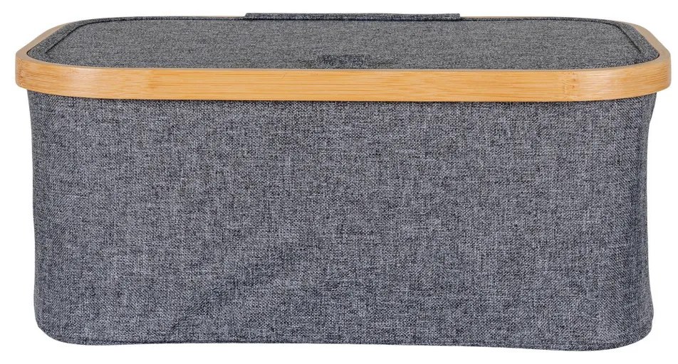 Noto kosár, bambusz/textil, sötétszürke, 38x26x16 cm