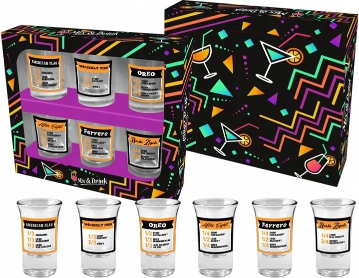 Pohár Szett 6 db MIX Drink Nevek És Recept