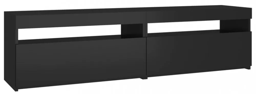 2 db fekete TV-szekrény LED-világítással 75 x 35 x 40 cm