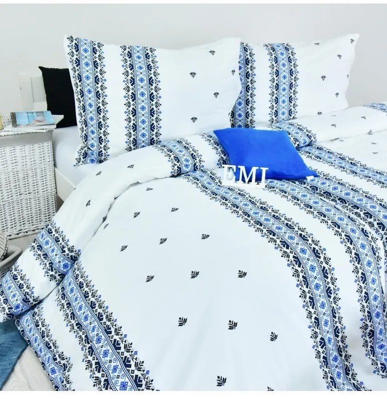 EMI Dorota kék ágyneműhuzat, A standard egyszemélyes ágy szett tartalma: 1x 140x200 + 1x 70x90