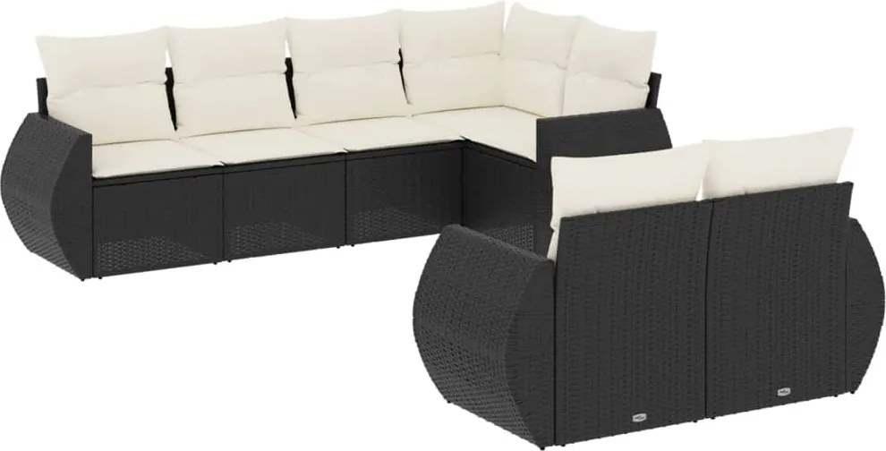 vidaXL 7 részes fekete polyrattan kerti ülőgarnitúra párnával