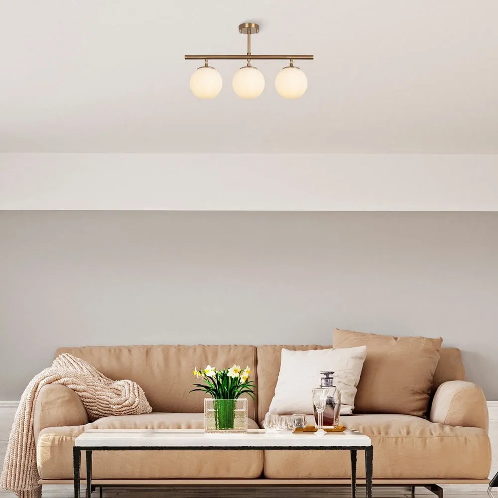 Bronzszínű mennyezeti lámpa üveg búrával ø 15 cm Atmaca – Opviq lights