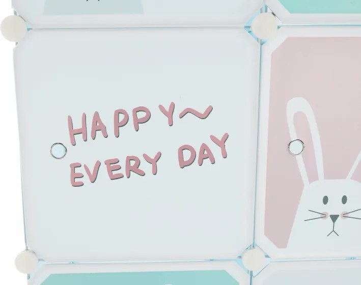 Gyerek szekrény, kék/gyerek minta, EDRIN