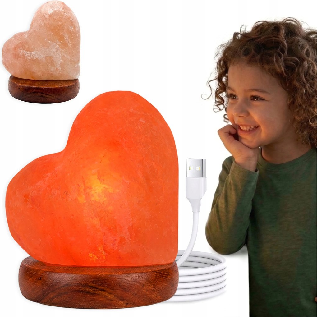 Sólámpa Szív Usb Rgb Éjjeli lámpa Himalája só Ajándék Neki