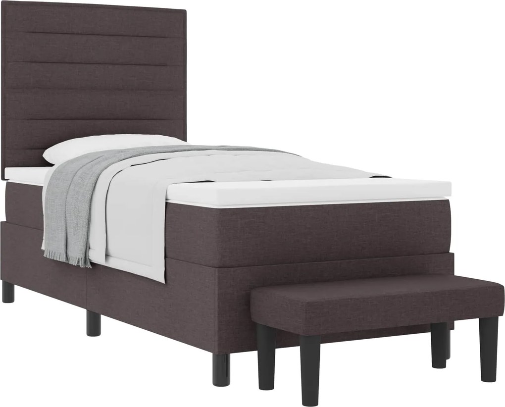 vidaXL Boxrugós ágy matracmal Sötét Barna 80 x 200 cm szövet
