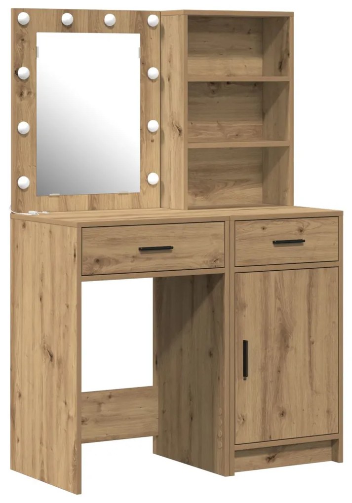 Sminkasztal Készlet 2 pcs kézműves tölgy 50 x 41 x 135 cm