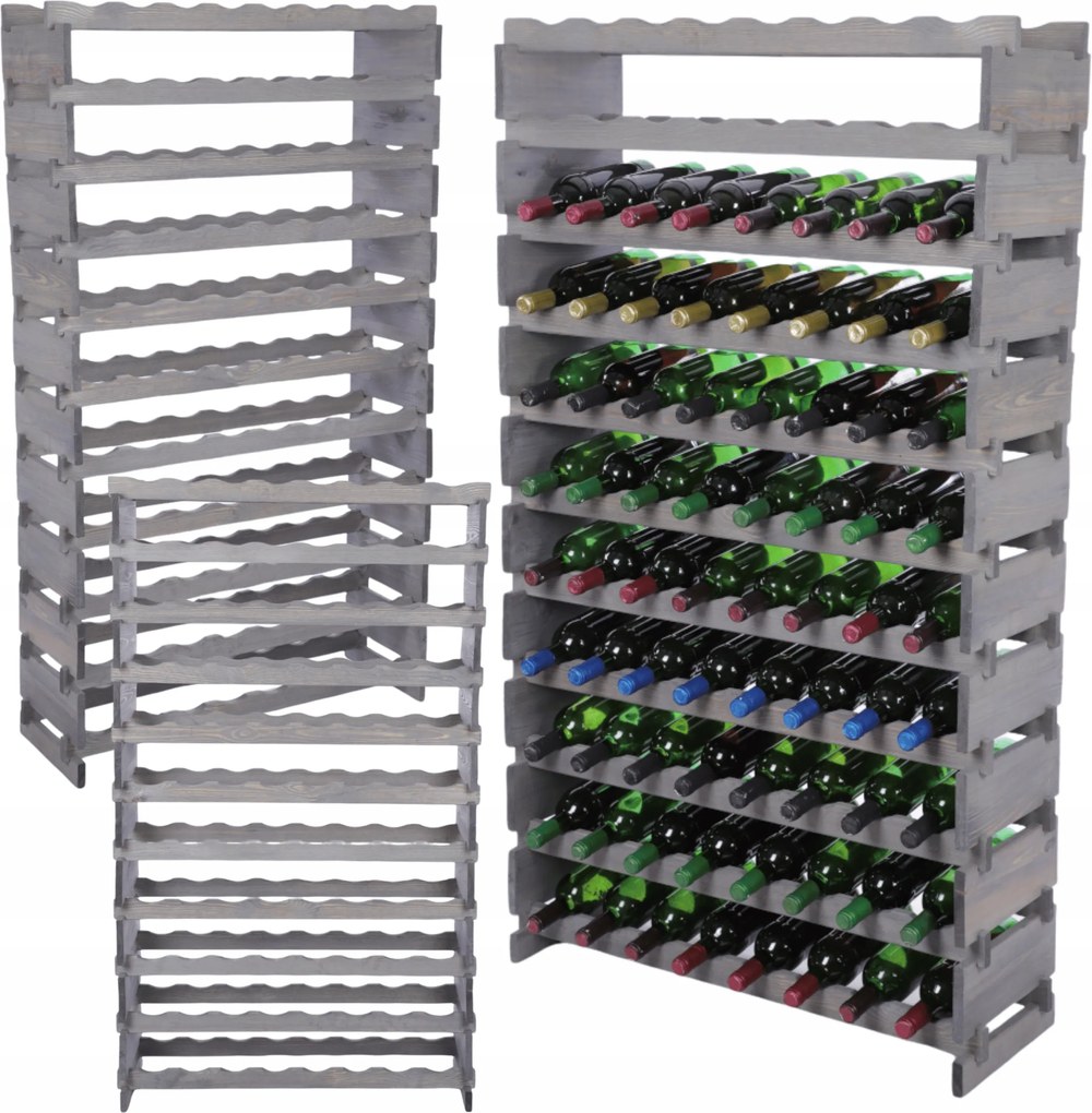 Bortartó állvány moduláris fa palacktartó 11x8 szerelés szerszámok nélkül