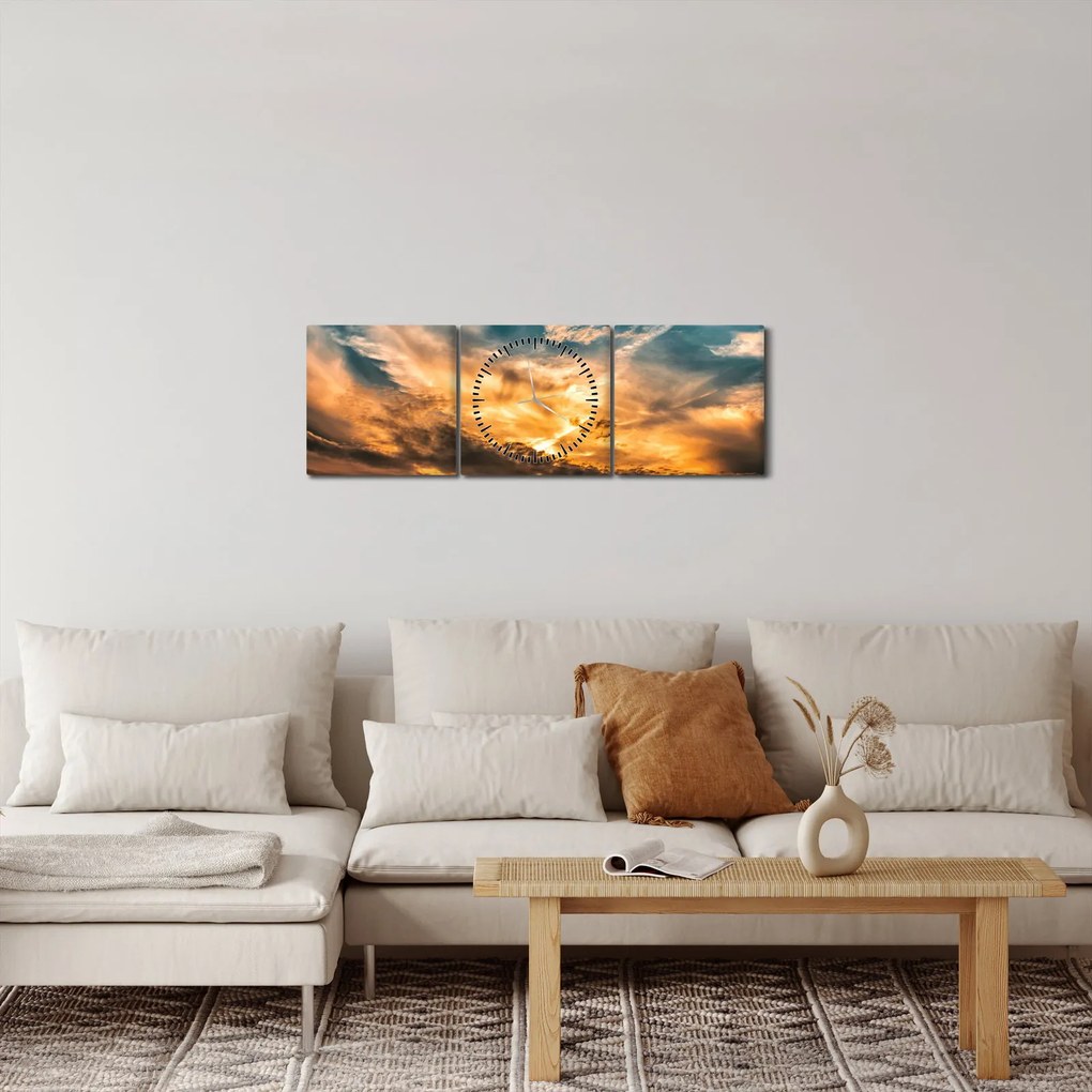 Felhők képe (órával) (90x30 cm)