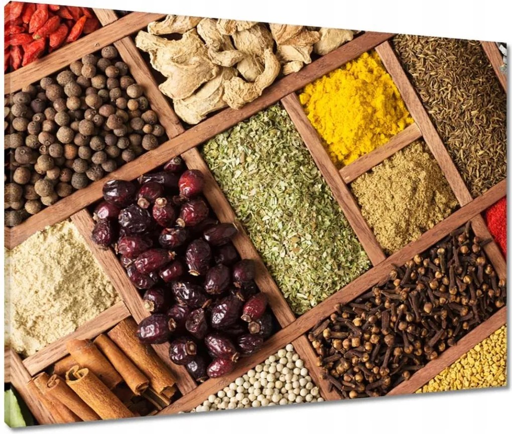 Vászonkép 80x60 Fűszerek dobozban