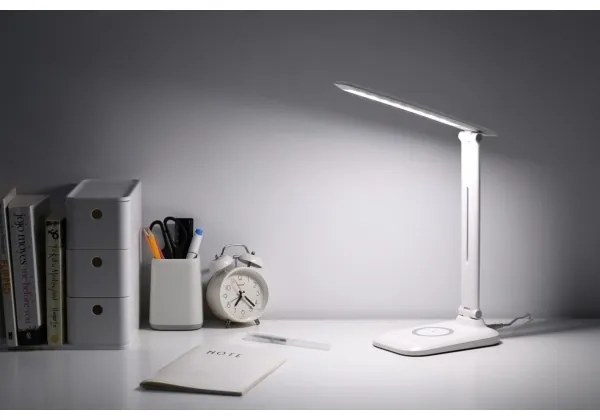 Immax 09107L - LUMI LED asztali lámpa, fényerőszabályozható, vezeték nélküli QI töltéssel, LED/7W/230V, fehér