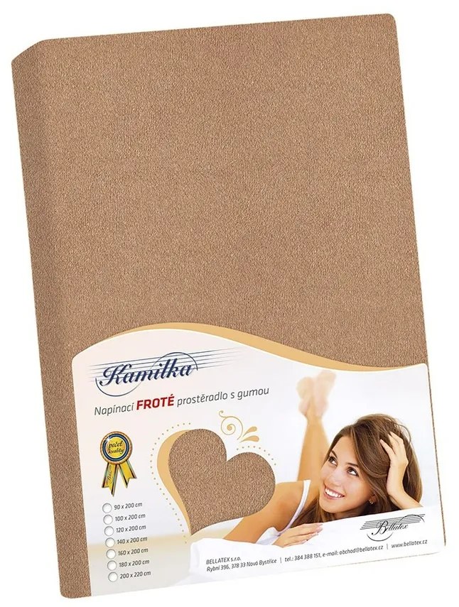 BeBellatex Kamilka frottír lepedő mogyoró színű, 200 x 220 cm