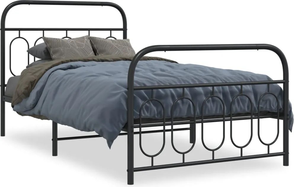 vidaXL fekete fém ágykeret fej- és lábtámlával 107 x 203 cm