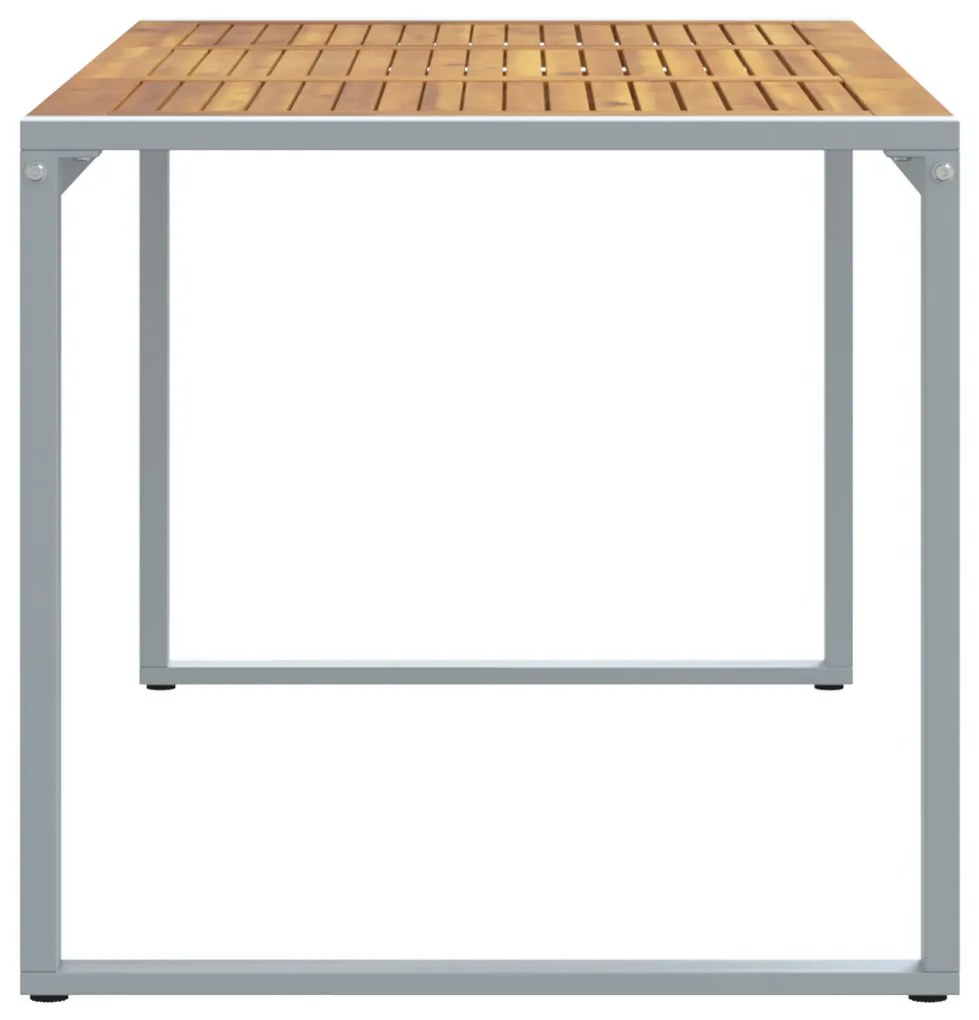 Kültéri Étkezőasztal Szürke 160x80x75 cm Acél és Tömör Akácfa