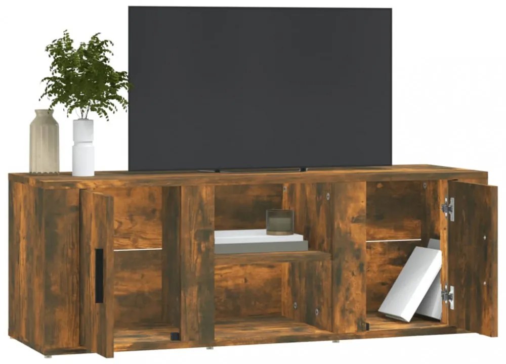 füstös tölgy színű szerelt fa TV-szekrény 100x31,5x35 cm