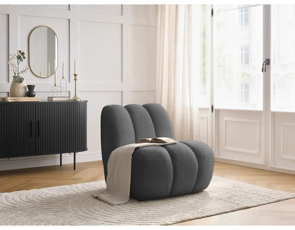 Sötétszürke buklé fotel Janissaire – Bobochic Paris