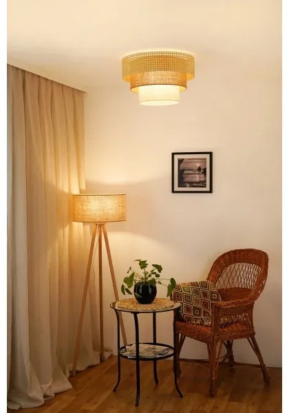 Brilagi Mennyezeti lámpa CEDAR LUNETA 1xE27/15W/230V Ø45 rattan/barna/krém