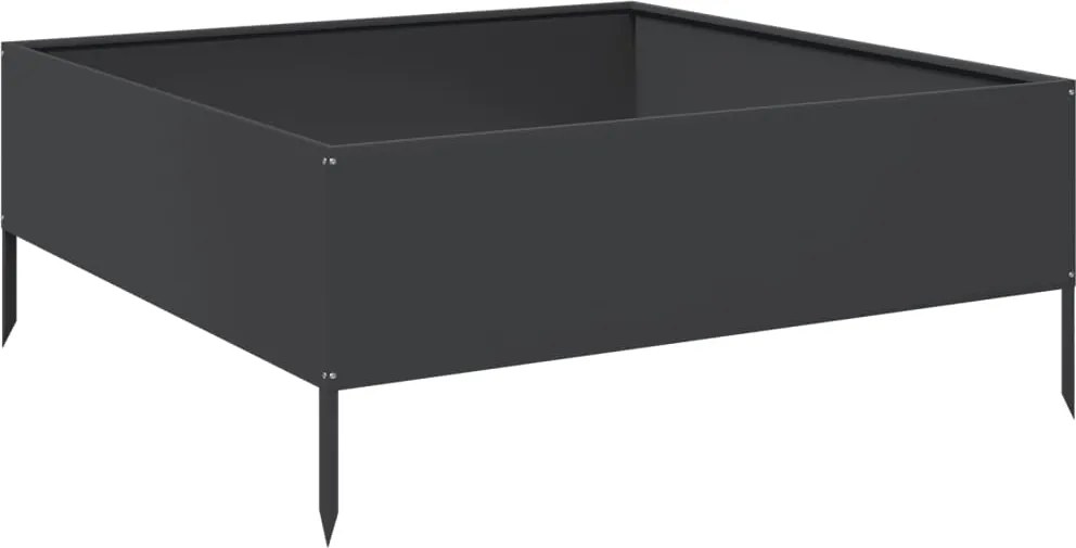 vidaXL fekete acél kerti magaságyás 100 x 100 x 25 cm