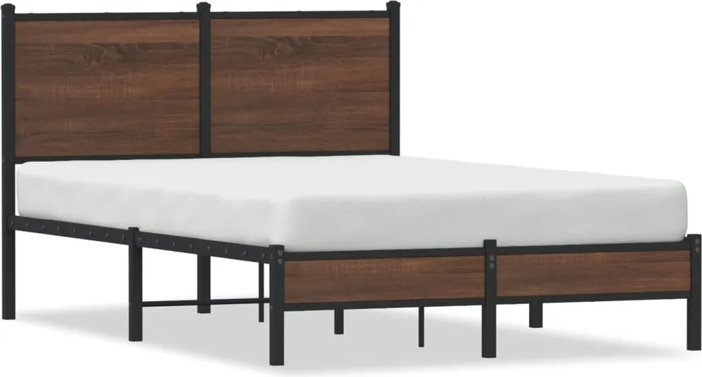 vidaXL barna tölgy színű fém ágykeret matrac nélkül 120 x 190 cm