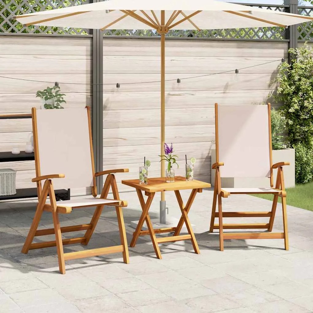 vidaXL 2 db tömör akácfa és textilén összecsukható kerti szék