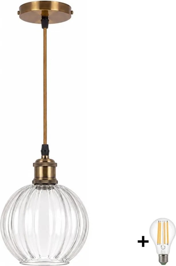 BRILAGI - LED csillár kábellel RETRO GLASS 1xE27/60W/230V Ø 18 cm arany/tiszta