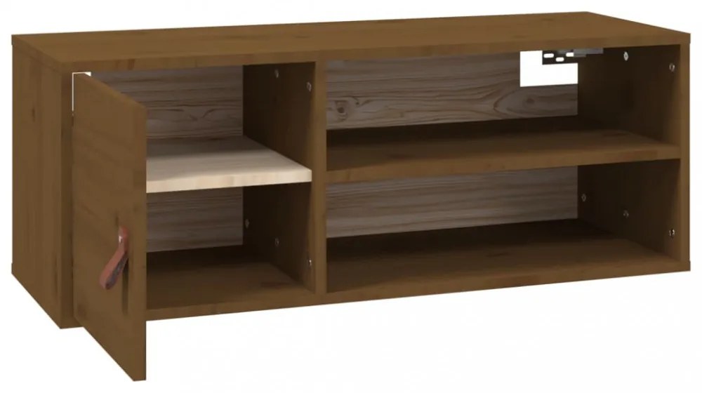 2 db mézbarna tömör fenyőfa faliszekrény 80 x 30 x 30 cm