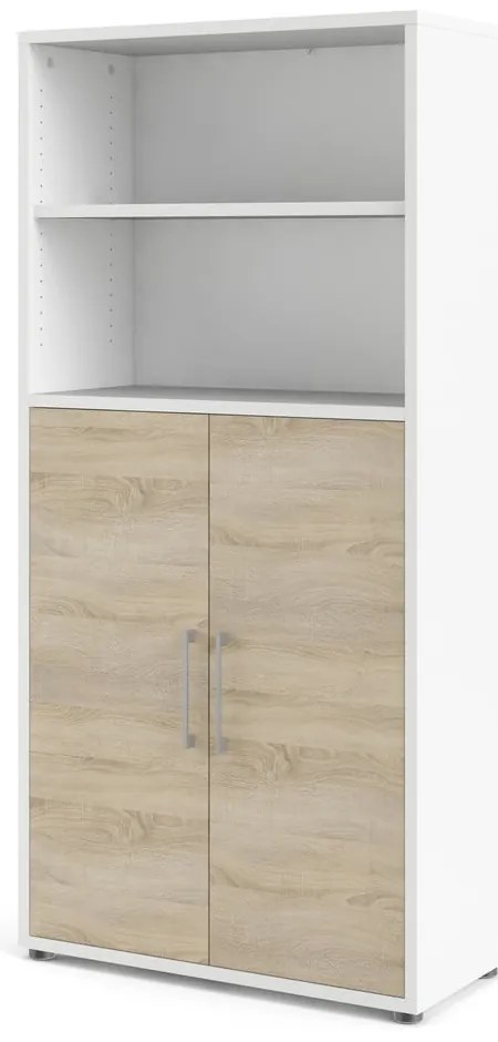 Fehér-natúr színű moduláris könyvespolc tölgyfa dekorral 89x189 cm Prima – Tvilum