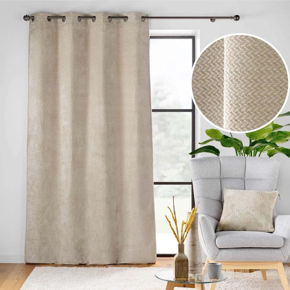 Bézs mikroflanel függöny 140x240 cm Flanela – douceur d'intérieur
