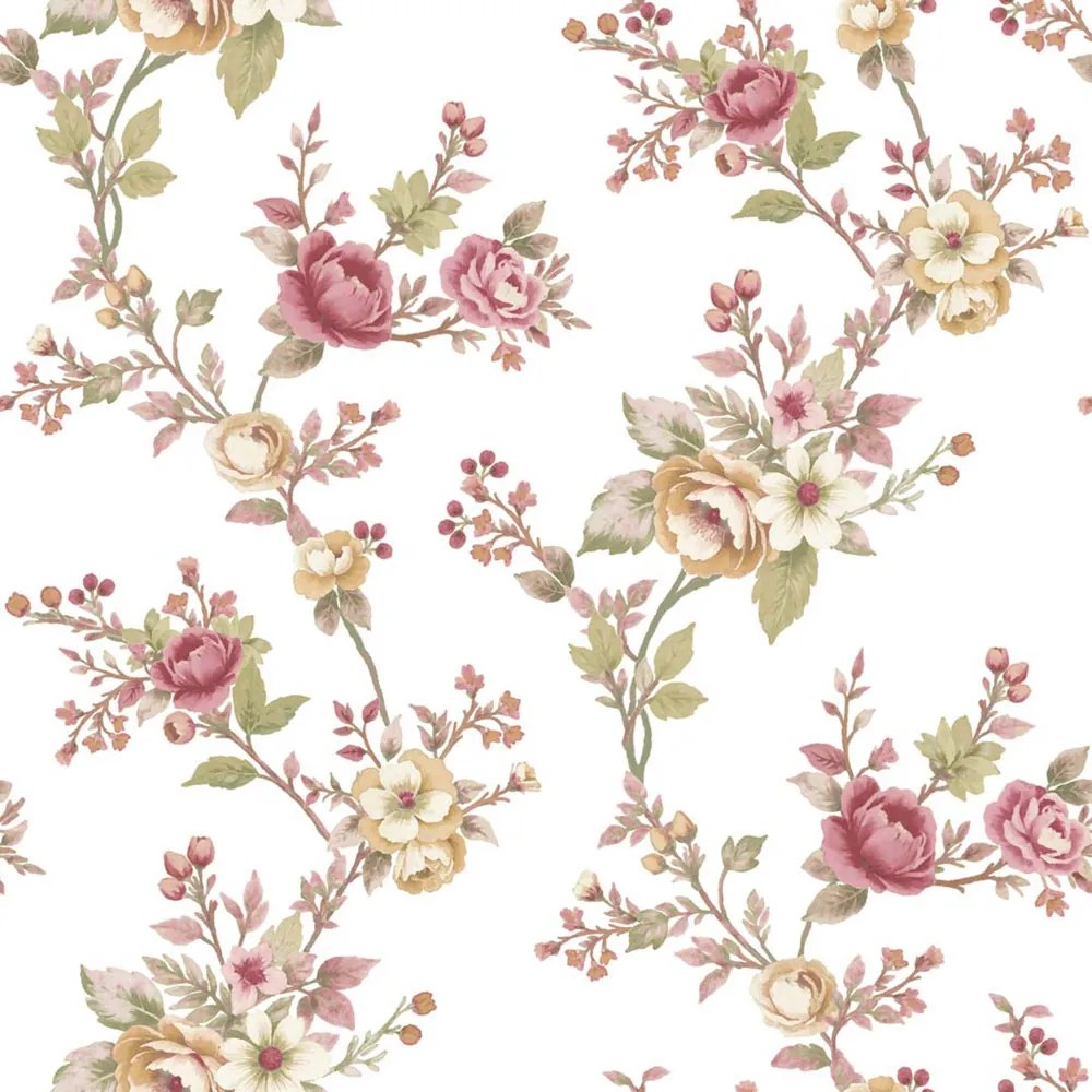 Parato Cristiana Masi Blooming Garden 11 Dafne fehér-okkersárga virágos vlies tapéta – 8326