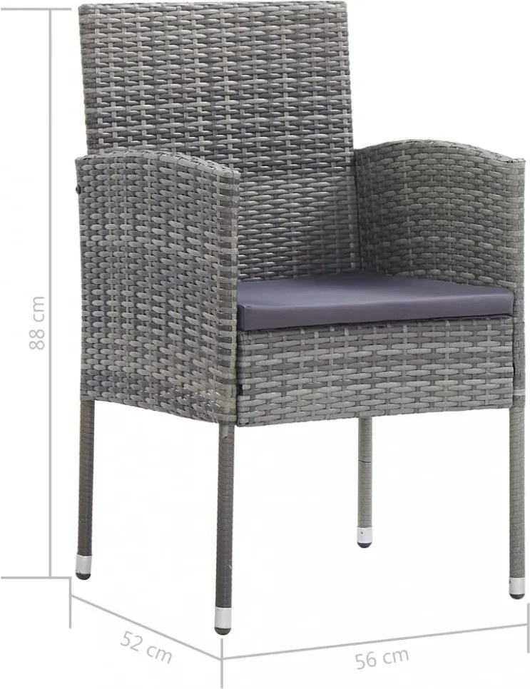 7 részes szürke polyrattan kültéri étkezőgarnitúra párnákkal