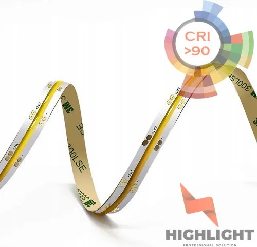 10m Led szalag Cob 24V 15W 4000K fehér Semleges CRI90 528 LED/m Highlight