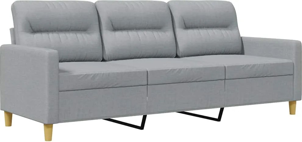 vidaXL 3 személyes világosszürke szövet kanapé 180 cm