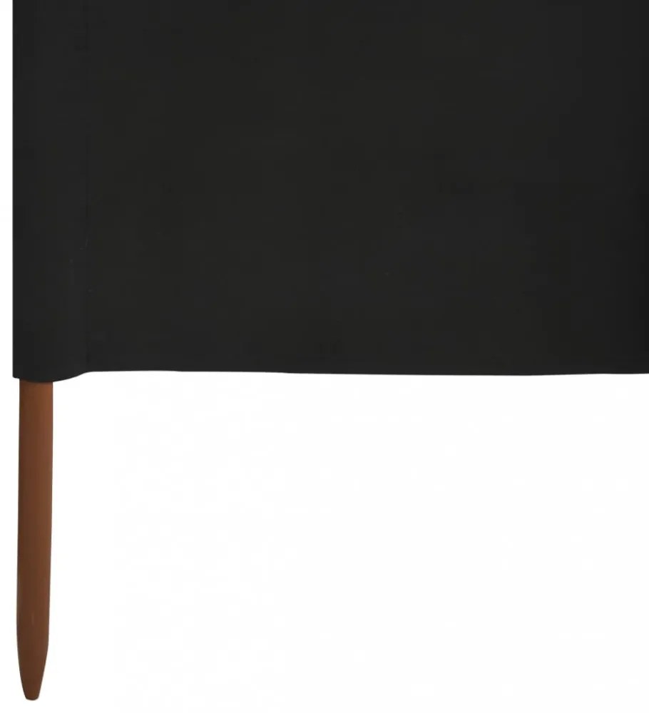 fekete 5 paneles szövet szélfogó 600 x 160 cm