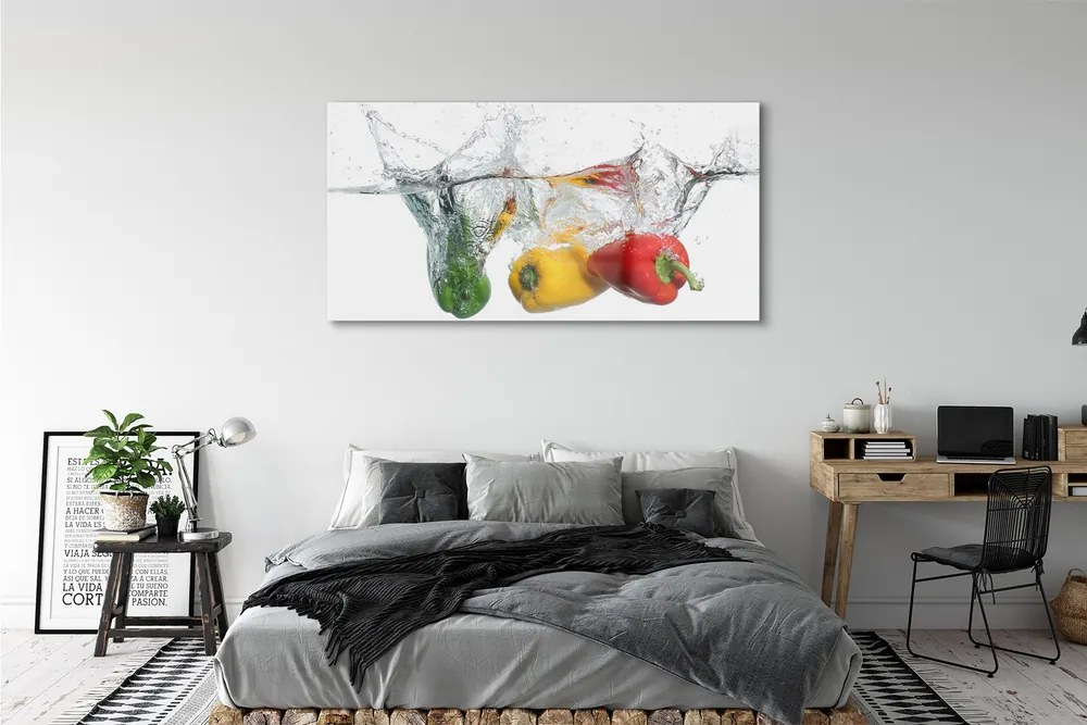 Üvegképek Színes paprika vízben 120x60cm