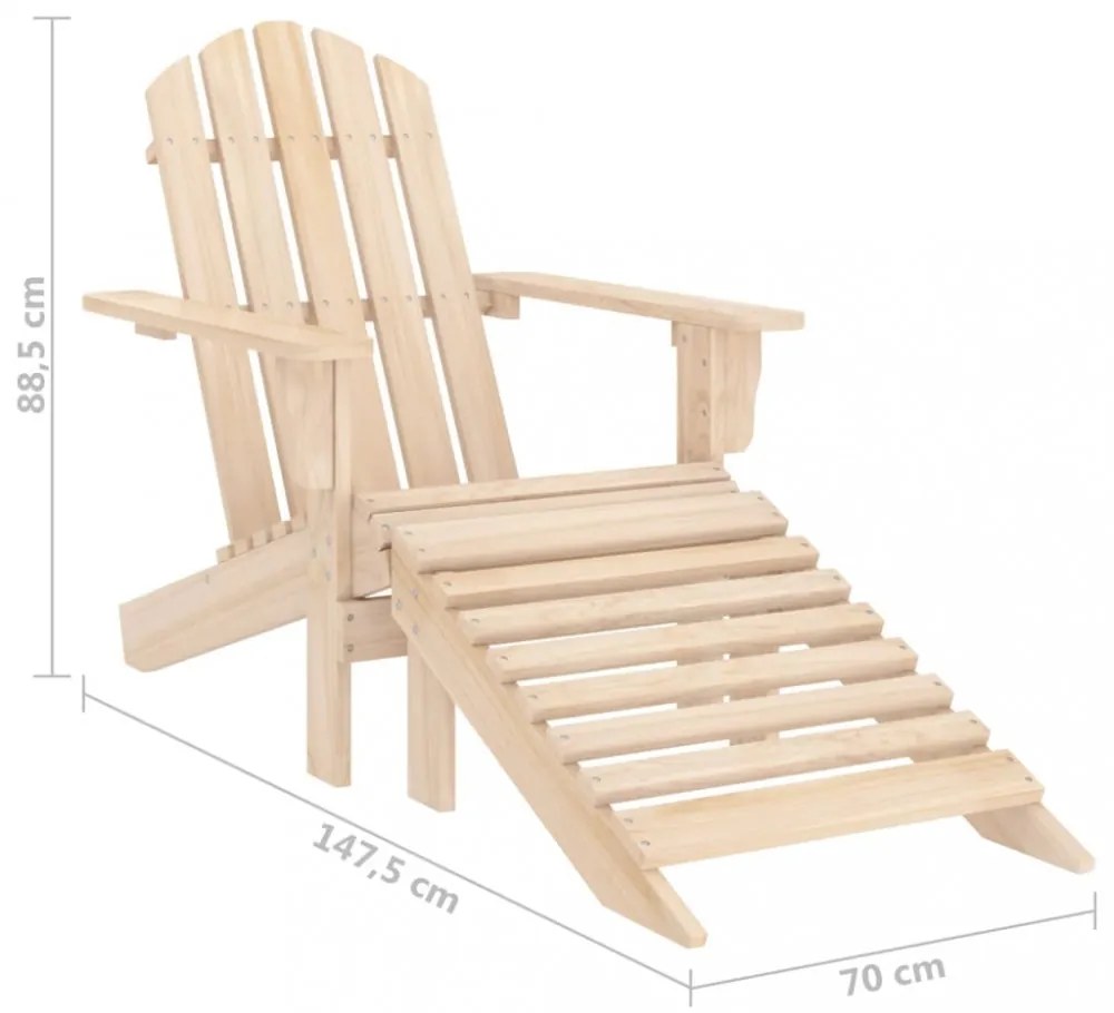 tömör fenyőfa kerti Adirondack szék zsámollyal