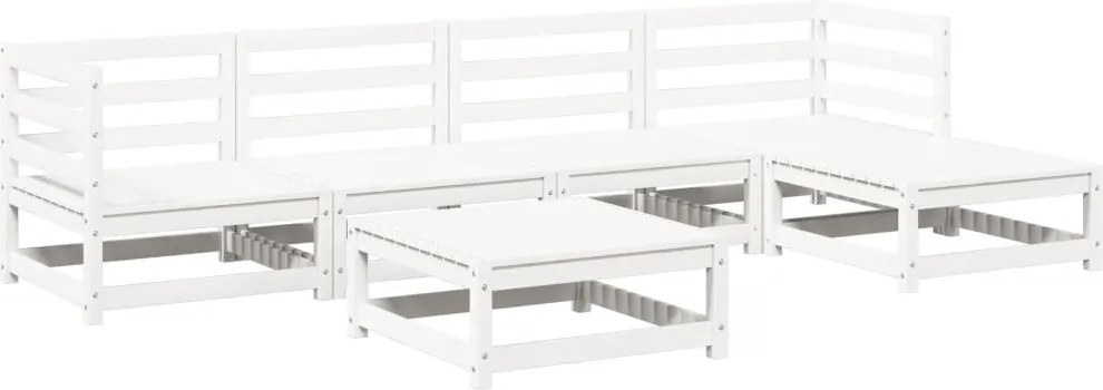 vidaXL 6 részes fehér tömör fenyőfa kerti kanapészett