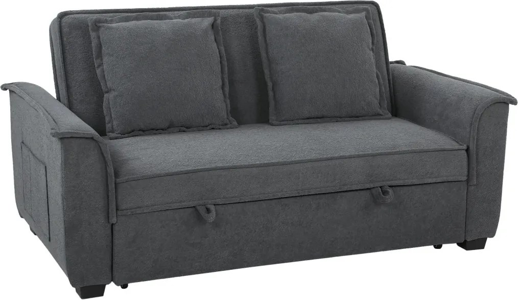 HOMCOM Futon kanapéágy, állítható háttámlával, 2 személyes, 2 párnával, sötétszürke